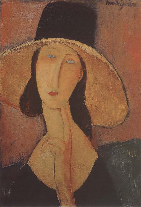 Amedeo Modigliani Portrait of Jeanne hebuterne iwth large hat oil painting image